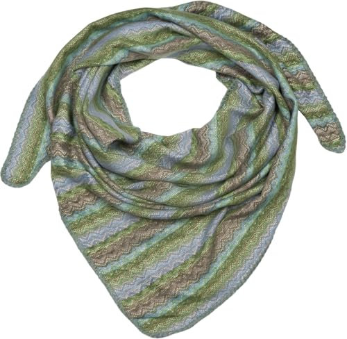 styleBREAKER Damen XXL Dreieckstuch mit Zick-Zack Webmuster, mehrfarbiges Dreiecktuch, Schal weich und warm 01020051, Farbe:Oliv-Grün-Blau