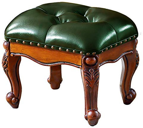 GLJTUO Fußstützenhocker Aus Leder, Fußhocker Mit Beinen, Niedriger Pouf-Sofahocker, Tragbarer Fußhocker-Pouf – Für Zuhause, Wohnzimmer, Schlafzimmer, Kinderzimmer,Green-B