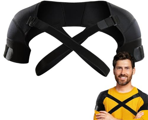 scyca Ortesis de apoyo para la estabilidad del hombro, ortesis de hombro doble, vendaje de compresión ajustable para el hombro, equipo de protección deportiva, manga de compresión transpirable con