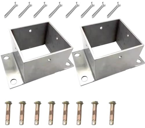Stainless Steel Pergola Bracket Kit for Heavy Duty Post Support Metal Fence Post Holder for Wood Deck Porch Railing Concrete Viny Fence Mailbox 2 PCS 200x130mm/7.9 Size