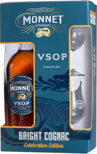 Monnet VSOP | Cognac aus Frankreich | Gold Meiningers International Spirits Awards| mit Geschenkverpackung mit Glas | aromatisch fruchtiger Geschmack | 40% Vol. | 0,7 Liter