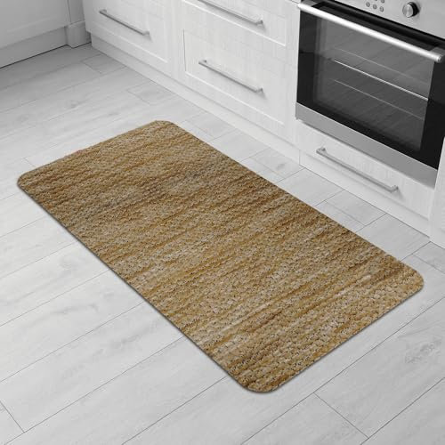 Comart - Alfombra para Cocina Nancy - Antideslizante - Lavable en Lavadora - Moderna Alfombra de Chenilla - para Pasillo y Cocina - Suave y Resistente - Made in Italy - Beige - 50 x 100 cm