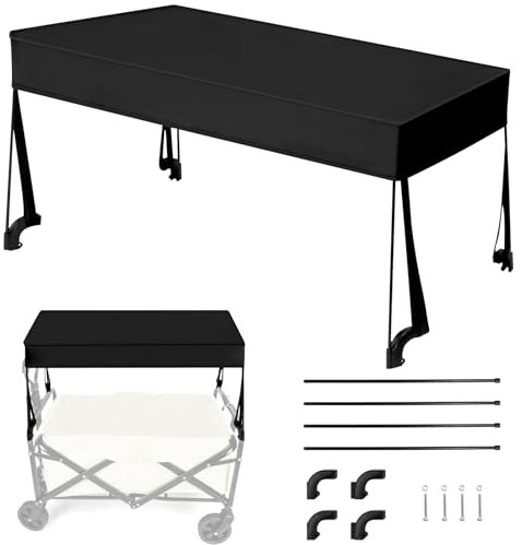 Roadtime Canopy for Wagon,Removable Trolley Roof Awning for Handcart,Collapsible Push Pull Cart Sun Shade Cover,Foldable Sun Protection with Poles and Side Walls Waterproof Portable(L90*W45*H50CM)