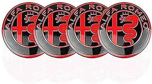 lvjiena 4 pièces Cache Moyeu pour 50mm Alfa Romeo Mito 147 156 159 166 Giulietta Spider Stelvio, Haute Qualité ABS Étanche Capuchons de Moyeu de Roue Centre de Jante Capuchons Badge Logo,A