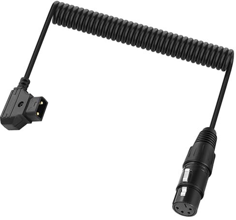 XMSJSIY D-Tap zu XLR Power Coiled Kabel D-Tap Stecker zu 4-Pin XLR Buchse Adapter Netzteil für DSLR Camcorder Kamera Monitor Netzteil -40CM/1.57INCH