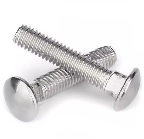 Lot de 6 boulons de carrosserie en acier inoxydable 18-8 (304) à tête ronde et col carré, entièrement filetés, 5/16-18 x 5,1 cm