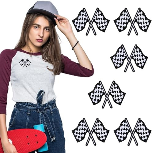 Zielflagge Schwarz Weiß Aufnäher Bügelbild