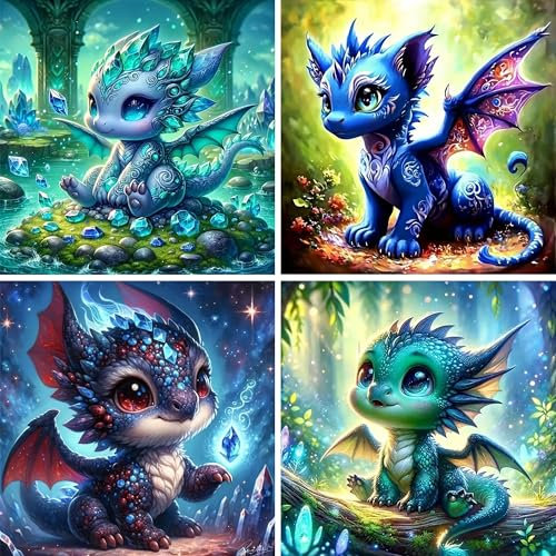 Tyanlenr 4er Set Diamond Painting Tiere 30x30 CM, 5D Tiere Diamond Painting für Kinder Erwachsene, DIY Vollbohrer Diamant Malerei Tiere 4 Sets, Diamant Painting Bilder Tiere für Wanddekoration