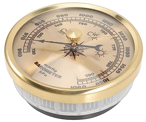 TOYANDONA Aneroid Barometer Einstellbares Wetterinstrument zur Heimtemperaturanzeige Langlebig und Präzise zur Wettervorhersage Kalibrierbar Bedienen