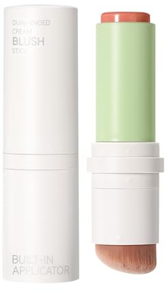 Cream Blush Stick mit Pinsel, Glatte Textur, Langanhaltende Farbe Cosmetic, 2-in-1 mehrseitiges Rouge, geeignet für Wangen Make up und Lippen Stain Schminke, 7g (05 CORAL RED)