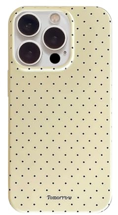 inewateri Compatible for iPhone 15 Pro Case with Cute Fashion Polka Dot Aesthetics Design Simple Cases for Soft TPU Slim Protection Cover-Lemon-Yellow
