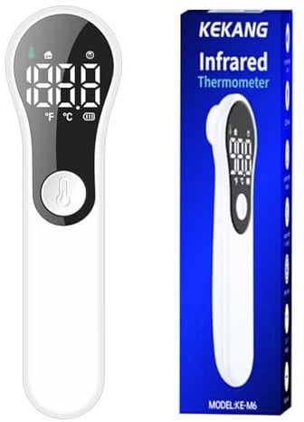 Forehead Thermometer for Adults & Kids – No Touch Infrared Digital Thermometer with Fast 1-Second Reading, Fever Alert & LCD Backlight – Ideal for Home & Travel Use