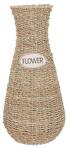 HIAKDOFT Rattanvase Für Blumen Handgefertigte Gewebte Blumenvase Kreative Vase Aus Rattan Für Schlafzimmer Und Schreibtisch Pflanzenbehälter Für Getrocknete Blumen