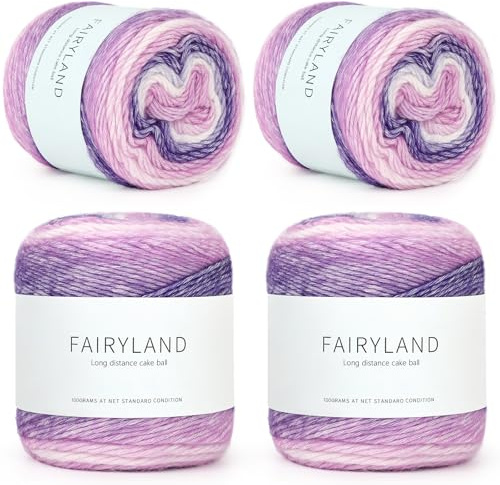 Reessy Ombre Yarn for Crochet, 400g Gradient Yarn Cake, 60% Cotton 30% Acrylic 10% Wool - Multi Coloured Wool for Knitting Scarves, Shawls, Blankets, Crafting and Clothing