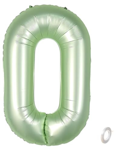 Balorise 40 Zoll Aluminium Luftballon Grün Zahl 0, Helium Unterstützt, Ballon Nummer 0-9, 10-100 (101cm), große Folienballons Dekoration für Geburtstagsfeier, Hochzeit, Jubiläum