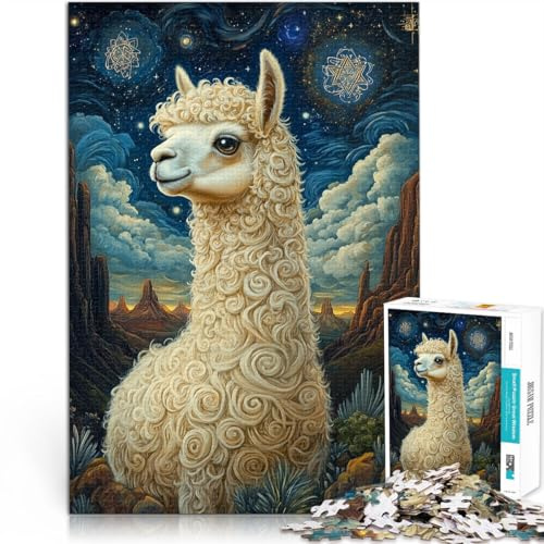 1000-Teile-Puzzle für Erwachsene “Alpaka-Kunst” Aus Karton，für Kinder ab 14 Jahren Antistress Schwierige Herausforderung Geburtstagsgeschenk。Größe：26x38cm/10.2x14.9Zoll