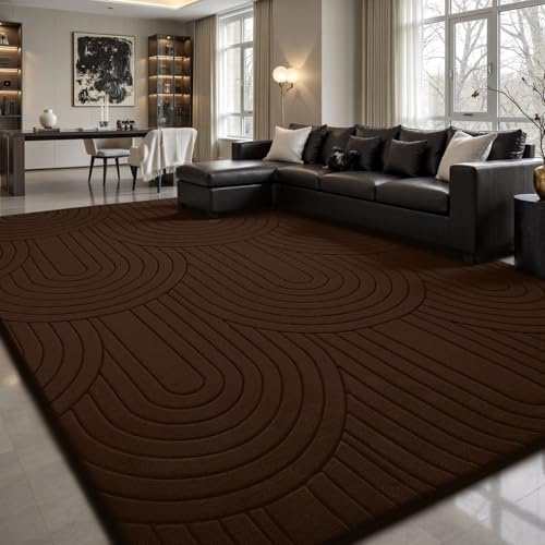 Sour Lemon Teppiche für Wohnzimmer, 200 x 300 cm, 3D-Halbkreis-Muster, Kaffeebereich für Schlafzimmer, extra große Teppiche für Wohnzimmer, maschinenwaschbar, rutschfest, Kurzflor-Teppich für