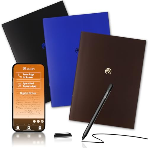 Yuan Smart-Synchronisations-Stift für Notizen, digitales Notizbuch (3er-Pack, A4) mit Stift, Synchronisierungs-Handschrift, Offline-Speicher, Notizen, Geschenk für Erwachsene, Frauen, Männer, Kollegen