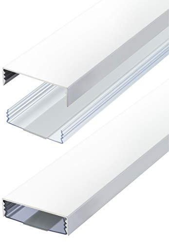 Flat Design Aluminium Cable Duct Painted in Matt White RAL9003 Self-Adhesive 50 mm x 15 mm Alunovo Cable Duct Installation Duct (Length: 120 cm)