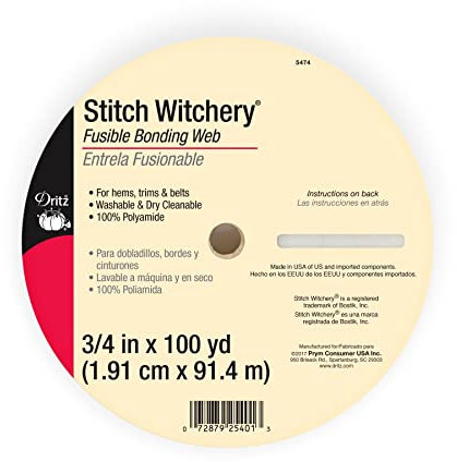 Dritz R5474 Stitch Witchery Fusible Bonding Web, Regular Weight, 3/4 Inch x 100 Yards, White Nähkleber, Schmelzbares Klebeband, weiß, 3/4-Inch X 100-Yards, 91 Meter