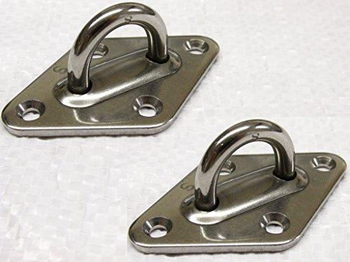 x2 8MM Stainless Steel Diamond Eyeplate - Marine Attachment Deck Eye Plate