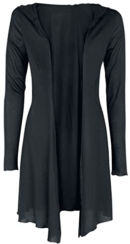 Black Premium by EMP Damen schwarzer langer Cardigan mit Kapuze
