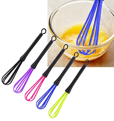 Juego de 5 batidores de plástico mini batidor Batidor de silicona Multifuncional mini Barillas Batir Batidora Manual para colorear el cabello para la cocina o teñido del cabello