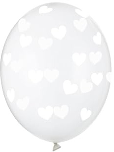 6 Stk. Luftballon Ø30cm weiße Herzen | Crystal Clear