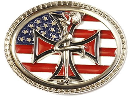 Ferromil USA Flag - Iron Cross - Pin-up USA Flagge - Eisernes Kreuz - Hot Women Body Buckle Gürtelschnalle für Wechselgürtel US Army Veteranen