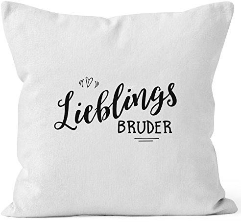 MoonWorks Kissenbezug Lieblingsbruder Geschenk Bruder Familie Geschwister Lieblingsmensch Kissen-Hülle Deko-Kissen 40x40 Baumwolle Weiss 40cm x 40cm