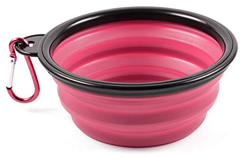 PhoneNatic Faltbarer Silikon-Hundenapf in pink, Reisenapf für Hunde und Katzen mit Karabiner – 350ml, 60014329, Klein (350ml)