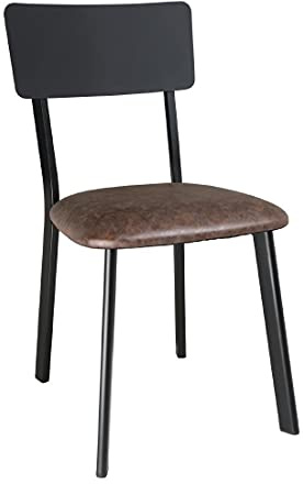 Bolero Vintage Metal & PU Side Chair, Mocha | Steel frame provides industrial style, while anti-slip, non-marking feet prevent floor damage and improve dining stability.