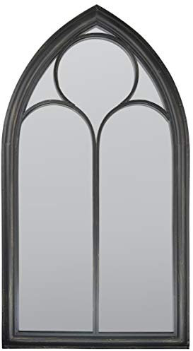 New Black Rustic Home & Garden Outdoor Wall Mirror Chapel Window Design 3ft8 x 2ft 112cm x 61cm