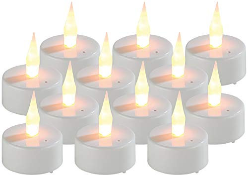 Lunartec Batterie Teelicht: 12er-Set LED-Teelichter mit Luftzugsensor und beweglicher Flamme (LEDkerzen, LED mit beweglichem Docht, Stimmungslicht)