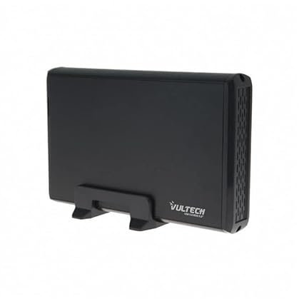 VulTech GS-35U3 Rev. 2.1 – Box Esterno 3.5” per HDD SATA USB 3.0, Case in Alluminio Nero, Plug & Play, SuperSpeed 5 Gbps, Compatibile con Hard Disk fino a 14TB, per PC Windows, Mac e Linux