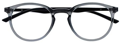 OPULIZE MET Reading Glasses for Women Men, Slim Round Frame with Spring Hinges and Scratch Resistant, Grey +2.5 (Pack of 1)
