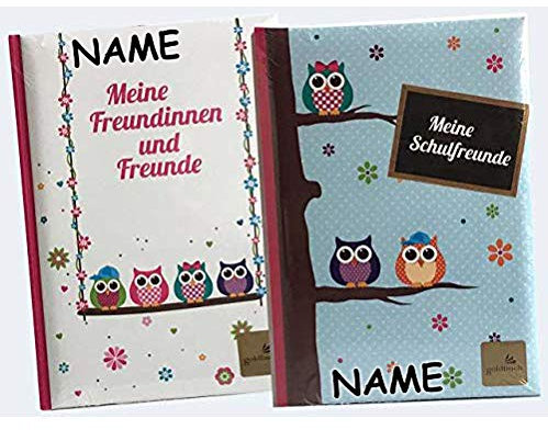 personalisiert mit Name - Freundebuch Eule A5