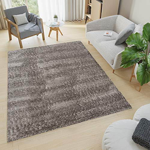 TAPISO Versay Teppich Shaggy Hochflor Langflor Dunkelgrau Einfarbig Weich Modern Design Wohnzimmer Schlafzimmer Kinderzimmer ÖKOTEX 140 x 200 cm