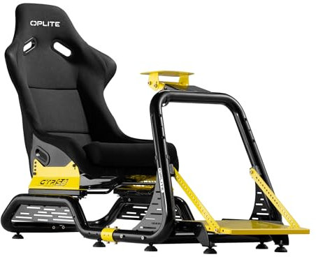 OPLITE GTR S8 Elite Yellow - Siège Baquet et Châssis pour Simulateur de Course Simracing, Compatible avec Les Volants Thrustmaster, Logitech, Fanatec et MOZA