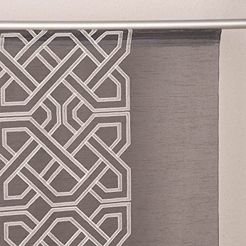 SCHÖNER LEBEN. Schiebevorhang Batistoptik Bestickt Ornament anthrazit grau weiß 245x60cm