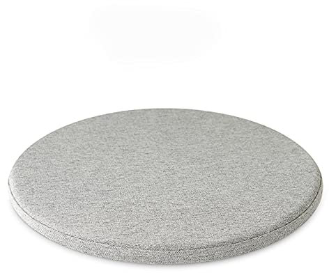 ZZZYZ Volltonfarbe Memory Foam Sitzkissen Runde Baumwollleinen Atmungsaktiv Stuhlkissen Nachhaltiges Büro Sitzpolster Für Bürostuhl Schreibtischstuhl Lounge Chair-Grau 35cm(14inch)