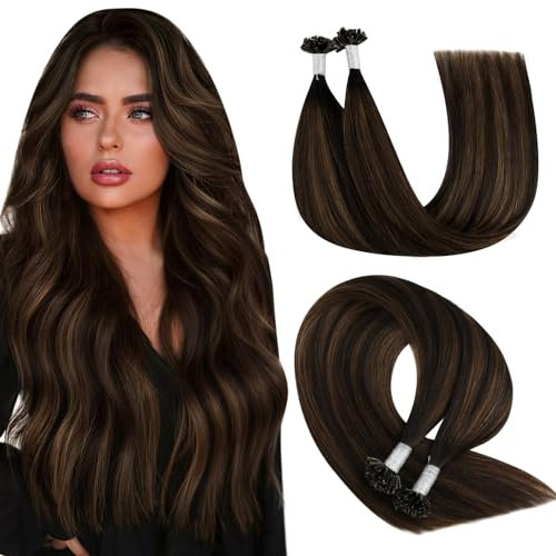 YoungSee Braun Ombre U Tip Hair Extensions Echthaar Bonding Extensions Echthaar Dunkelbraun mit Mittelbraun Ombre Salonqualitat Soft Haarverlangerung Bondings Echthaar fur Frauen 55cm 50g #2/2/6