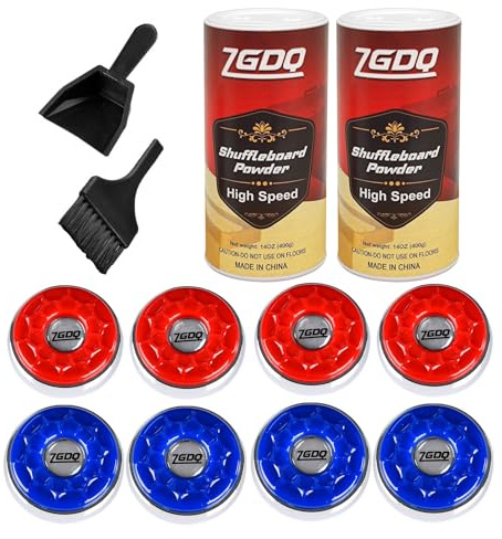 ZGDQ Shuffleboard-Wachspulver-Set mit Shuffleboard-Pucks und Mini-Kehrschaufel und Mini-Pinsel, 2 Stück