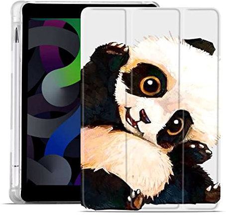 MAYCARI Cute Cartoon Panda iPad mini 6 Case with Pencil Holder, Auto Sleep/Wake Support, Soft TPU Back Protective Case