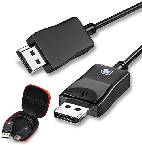 Cavo DisplayPort 8K, Cavo DP 1.4 Supporto 8K@60Hz 4K@144Hz, 48Gbps, Freesync/G-SYNC, HBR3, DSC, HDR 10, 3D, Cavo Display Port ad Altissima Velocità 48Gbps per Gaming, PC, Monitor,TV, Laptop,1M