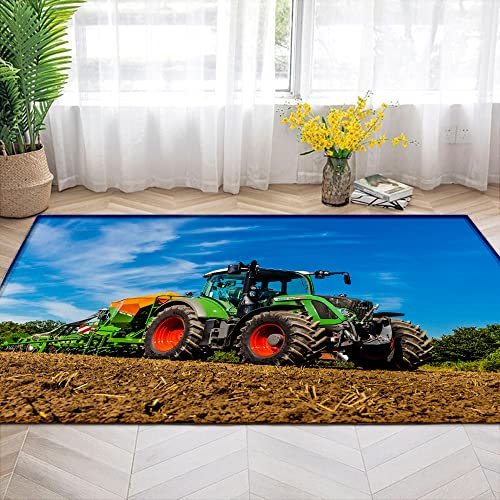 Proxiceen Traktor Muster Teppich für Wohnzimmer, Schlafzimmer, Kinderzimmer - Anime/Cartoon Yogamatte (A2, 140 x 200 cm)