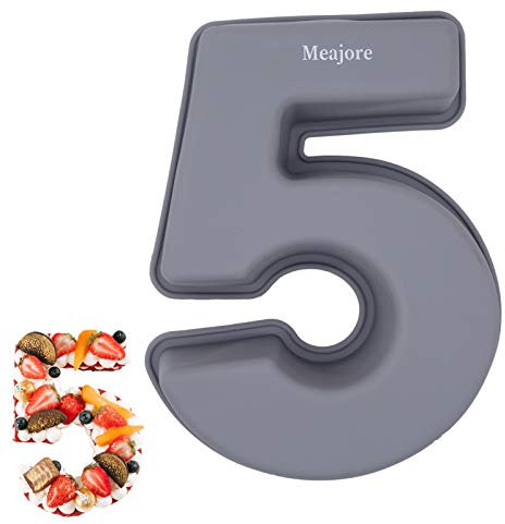 Moules à Gâteau Numérique en Silicone,Numéros 5 de Chiffre Nombre à Forme Moule à Gâteau Silicone pour Fête D'anniversaire, Anniversaire de Mariage (10 pouces 25 cm)