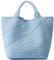 Queenoris Gewebte Tasche für Damen, veganes Leder, Tragetasche, Sommer, Strand, Reisen, Handtasche und Geldbörse, Retro-Stil, handgefertigte Umhängetasche, groß, Himmelblau, Large