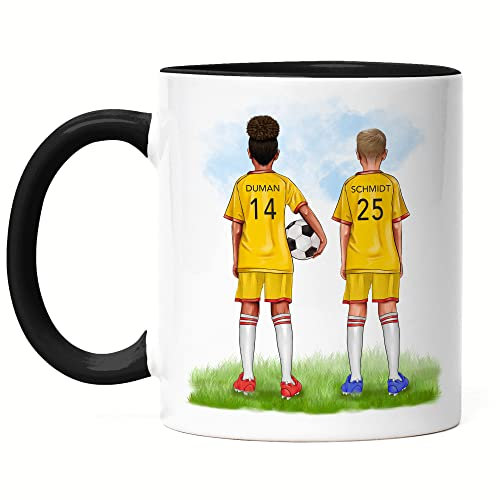 Kiddle-Design Beste Fußball Freunde Tasse Schwarz Personalisiert Namen Verein Fussball Fußballer Geschenk Fußballfan Fussballtasse Junge Mädchen