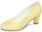 Emily Bridal 1505-1 Women's Wedding Shoes Closed Toe 2.56 Inches Chunky Heel Lace Satin Pumps Bridal Shoes (EU35/UK3, Yellow)